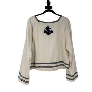 Pusser’s Shoreline Collection Womens Nautical Top L Parisian Embroidered Anchor